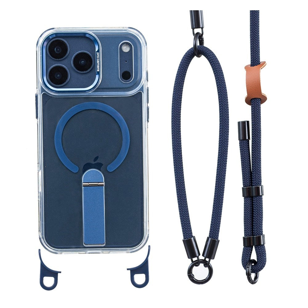 iPhone 17 Pro EIDERWOOD Case with Stand Function & Shoulder / Wrist Strap - MagSafe Compatible - Blue