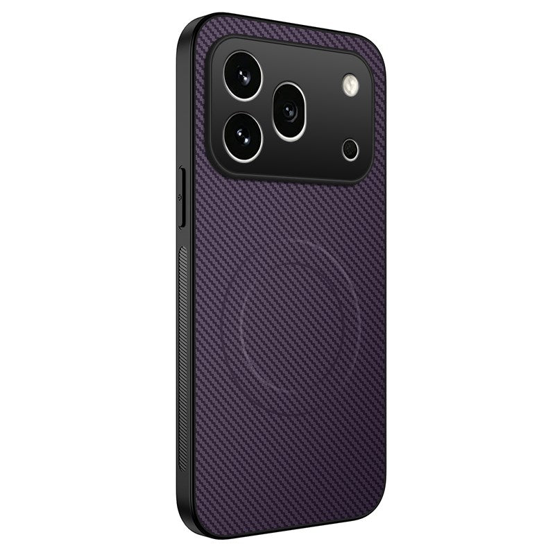 Honor 600 Pro WANLONFENG Case with Carbon Texture - MagSafe Kompatibel - Purple