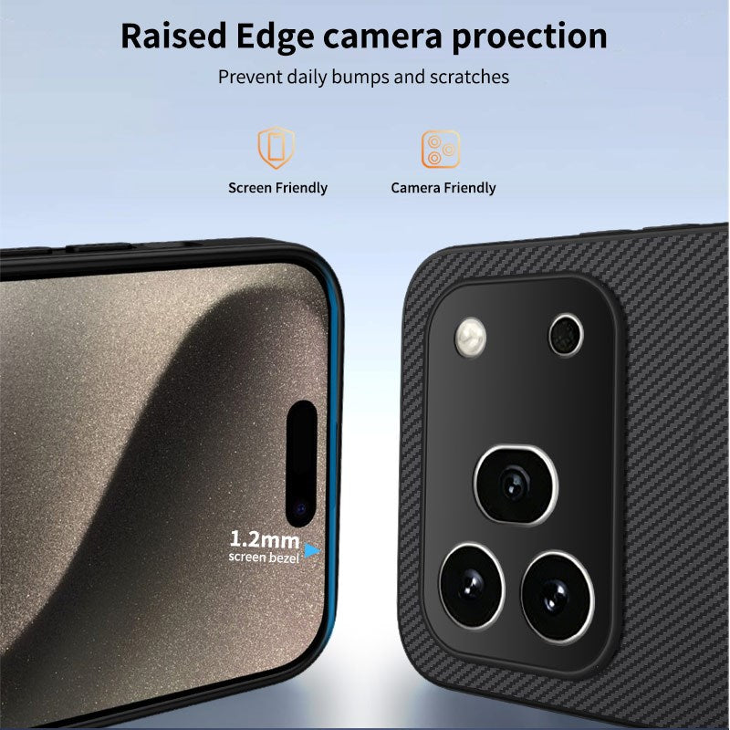 Honor 600 Pro WANLONFENG Case with Carbon Texture - MagSafe Kompatibel - Orange