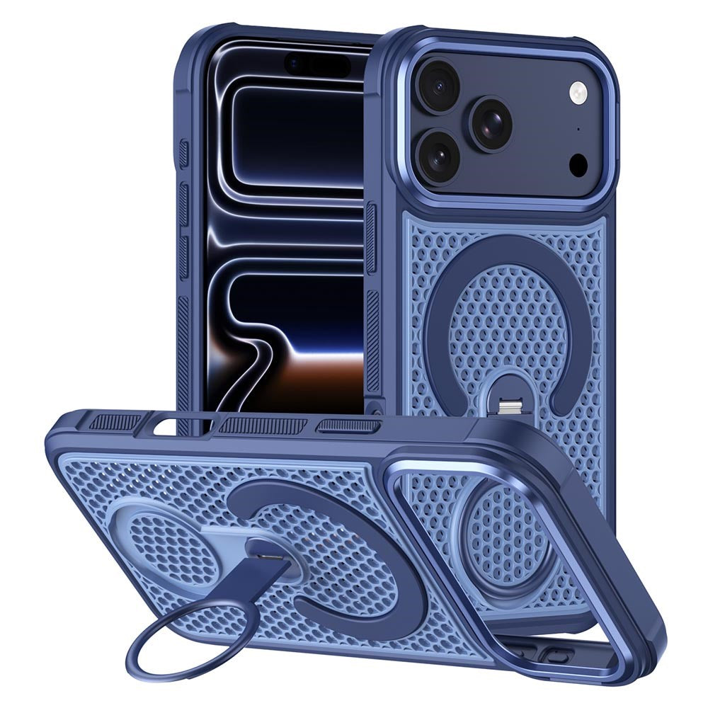 iPhone 17 Pro EIDERWOOD Hybrid Case with Heat Dissipation & 360° Rotating Kickstand - MagSafe Compatible - Blue