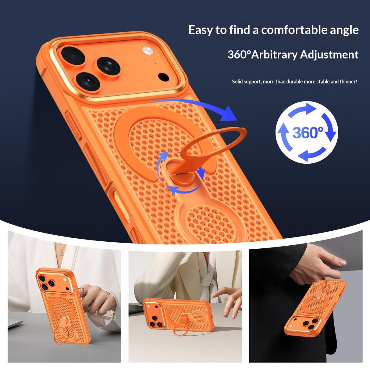 iPhone 17 Pro EIDERWOOD Hybrid Case with Heat Dissipation & 360° Rotating Kickstand - MagSafe Compatible - Blue