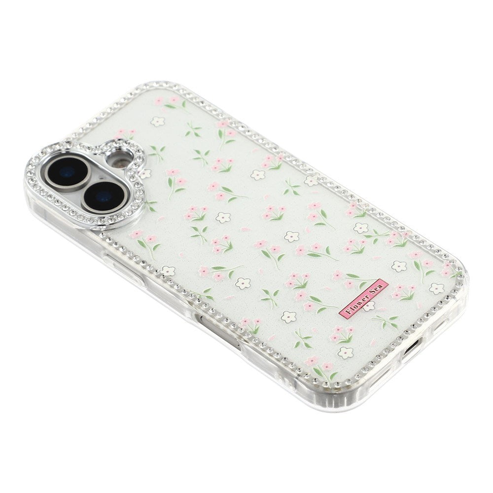 iPhone 17 EIDERWOOD Hybrid Case with Rhinestone & Floral Design - White / Spring Flowers