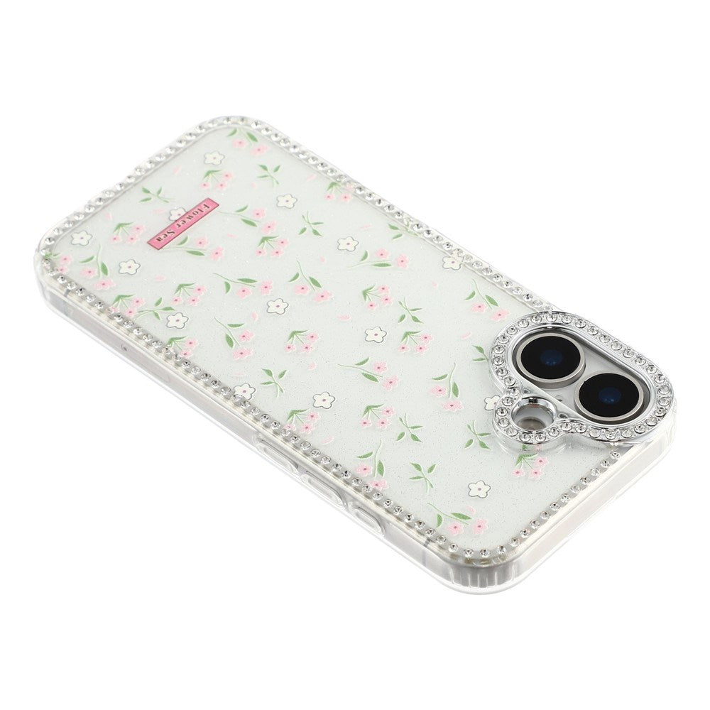 iPhone 17 EIDERWOOD Hybrid Case with Rhinestone & Floral Design - White / Spring Flowers
