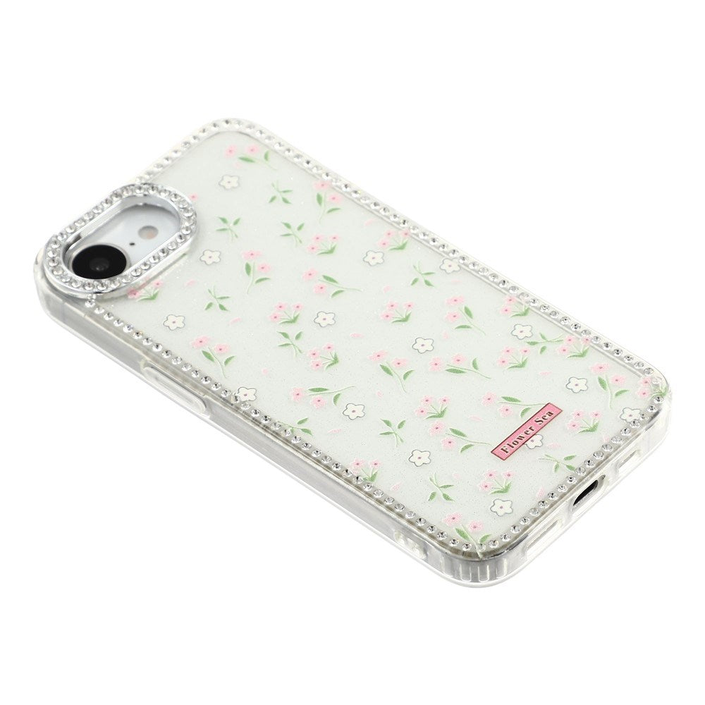 iPhone 17e / 16e EIDERWOOD Hybrid Case with Rhinestone & Floral Design - White / Spring Flowers