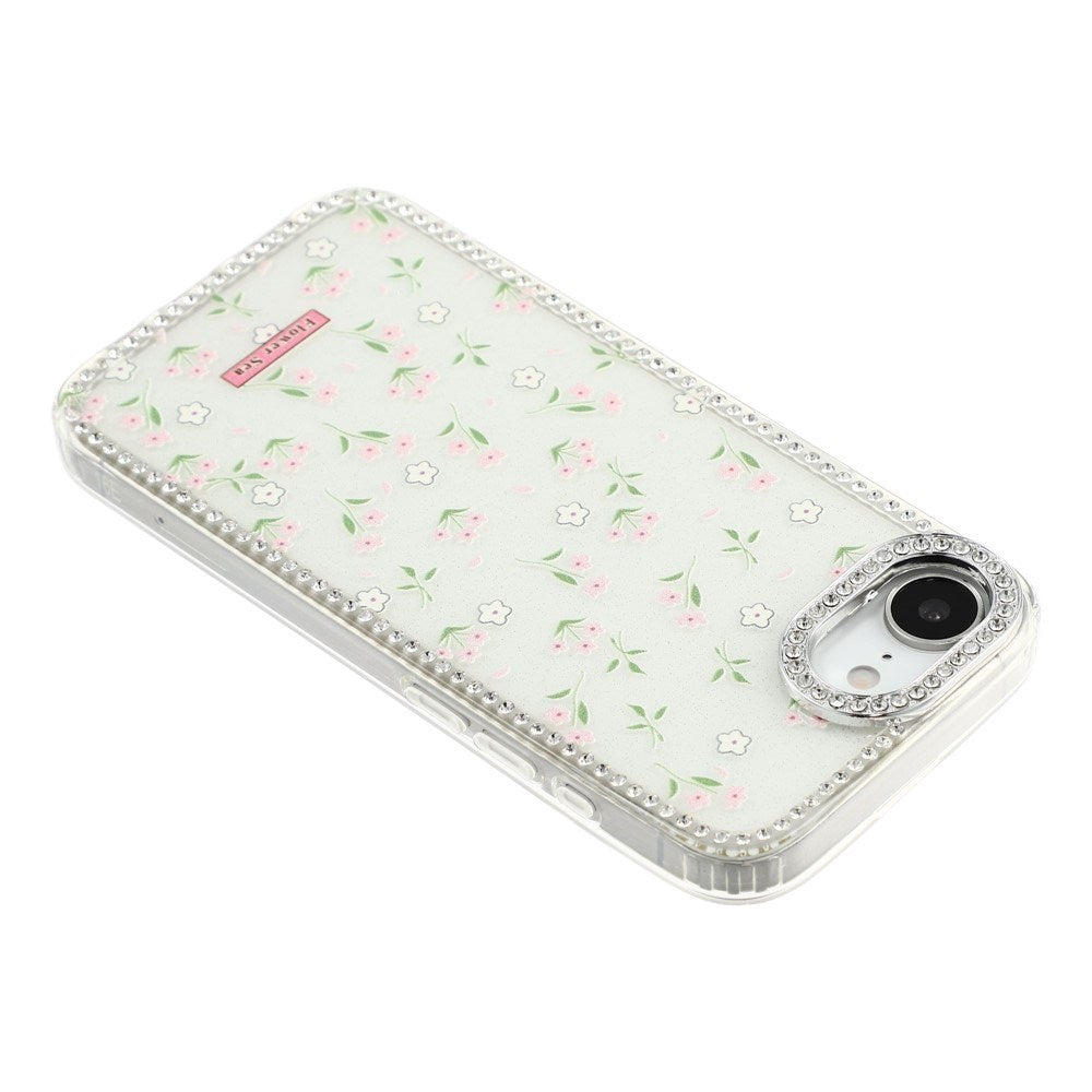 iPhone 17e / 16e EIDERWOOD Hybrid Case with Rhinestone & Floral Design - White / Spring Flowers
