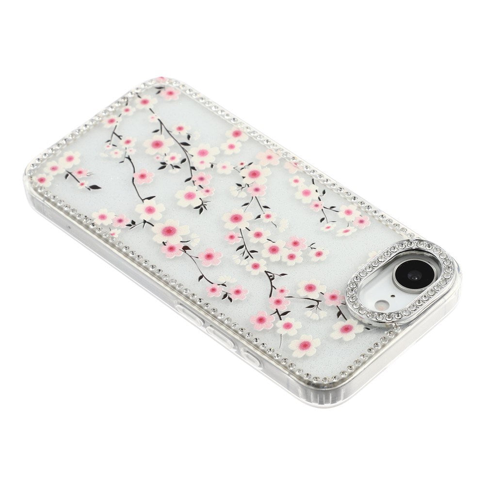 iPhone 17e / 16e EIDERWOOD Hybrid Case with Rhinestone & Floral Design - Transparent / Cherry Blossoms