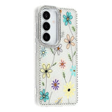 Samsung Galaxy S26 EIDERWOOD Hybrid Case with Rhinestone & Floral Design - White / Multicolor Flowers