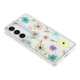Samsung Galaxy S26 EIDERWOOD Hybrid Case with Rhinestone & Floral Design - White / Multicolor Flowers