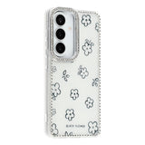 Samsung Galaxy S26 EIDERWOOD Hybrid Case with Rhinestone & Floral Design - White / Flowers