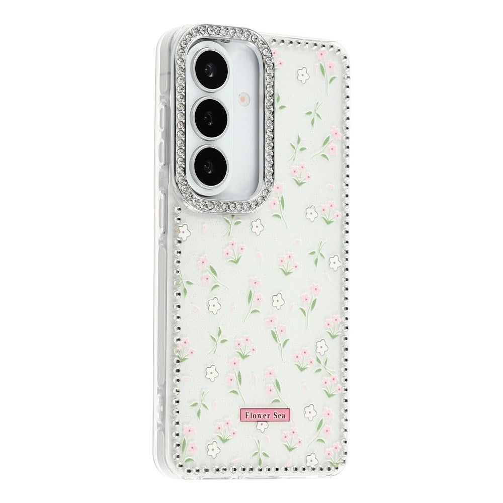 Samsung Galaxy S26 EIDERWOOD Hybrid Case with Rhinestone & Floral Design - White / Spring Flowers