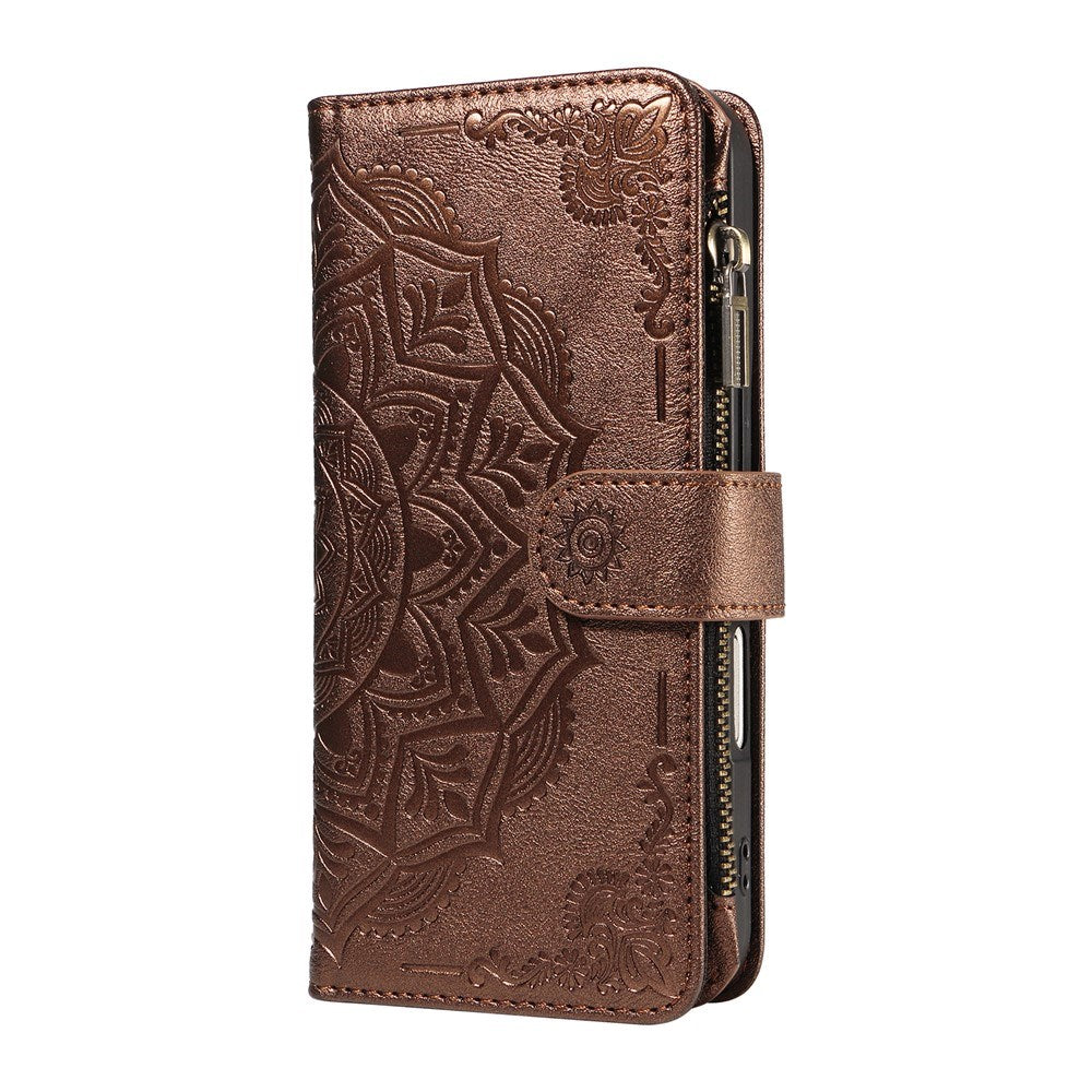 iPhone 17 Pro EIDERWOOD Flip Case with 9 x Card Holder - Zipper Pocket - RFDI Blocking - Strap - Brown