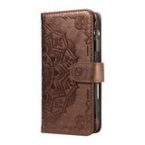 iPhone 17 Pro EIDERWOOD Flip Case with 9 x Card Holder - Zipper Pocket - RFDI Blocking - Strap - Brown