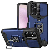 Samsung Galaxy A14 (5G) Tough Case w. Magnetic Kickstand, Card Holder & Cam Slider - Black / Blue