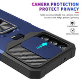 Samsung Galaxy A14 (5G) Tough Case w. Magnetic Kickstand, Card Holder & Cam Slider - Black / Blue