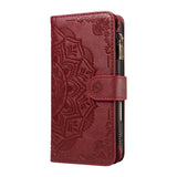 iPhone 17e / 16e EIDERWOOD Flip Case with 9 x Card Holder - Zipper Pocket - RFDI Blocking - Strap - Red
