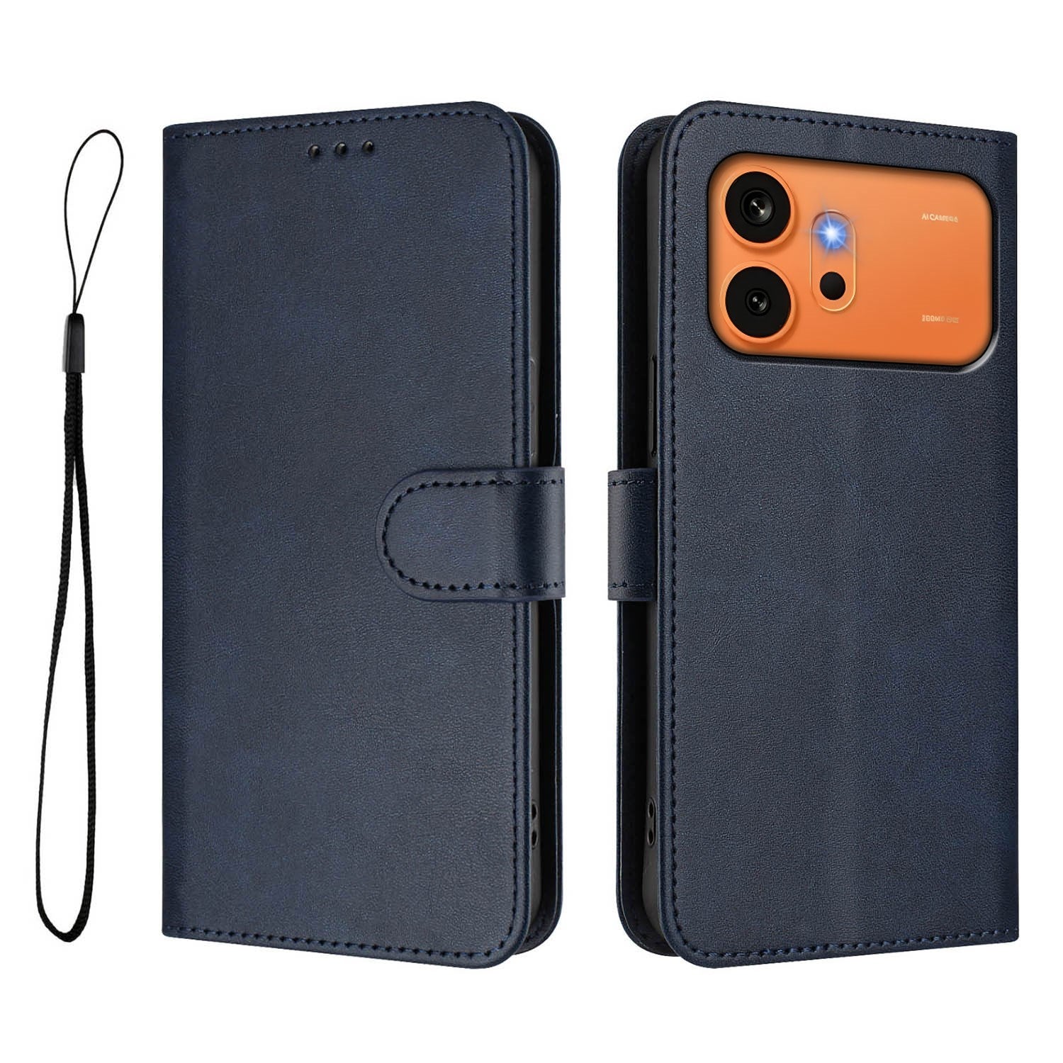 Honor 600 / 600 Pro EIDERWOOD Faux Leather Flip Case with Strap - Blue