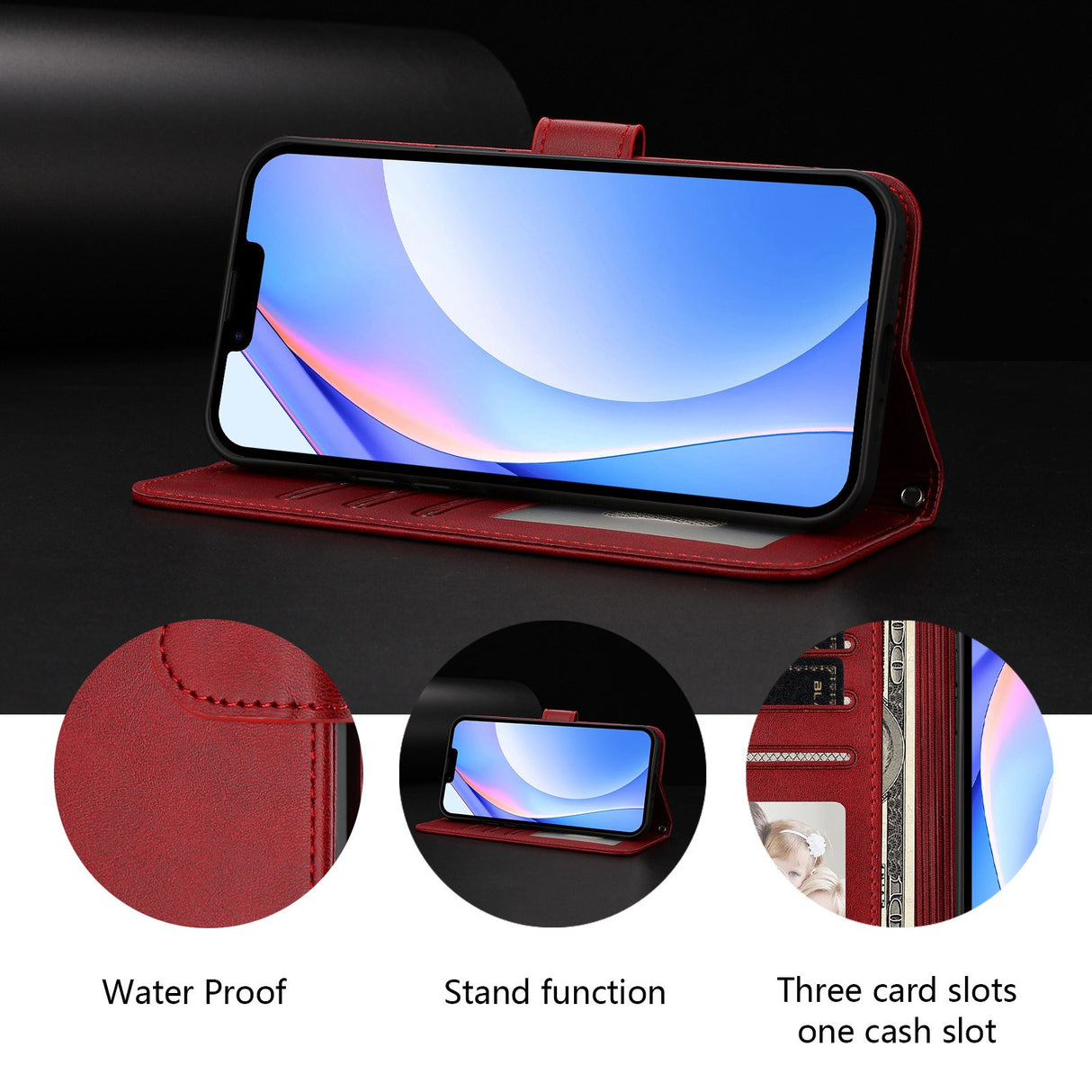 Honor 600 / 600 Pro EIDERWOOD Faux Leather Flip Case with Strap - Red