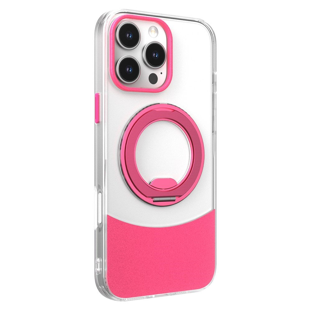 iPhone 16 EIDERWOOD Hybrid Case with Stand Function - MagSafe Compatible - Transparent / Hot Pink