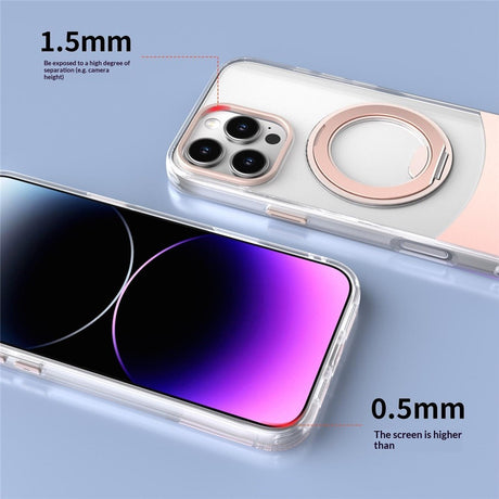 iPhone 15 Pro EIDERWOOD Hybrid Case with Stand Function - MagSafe Compatible - Transparent / Hot Pink