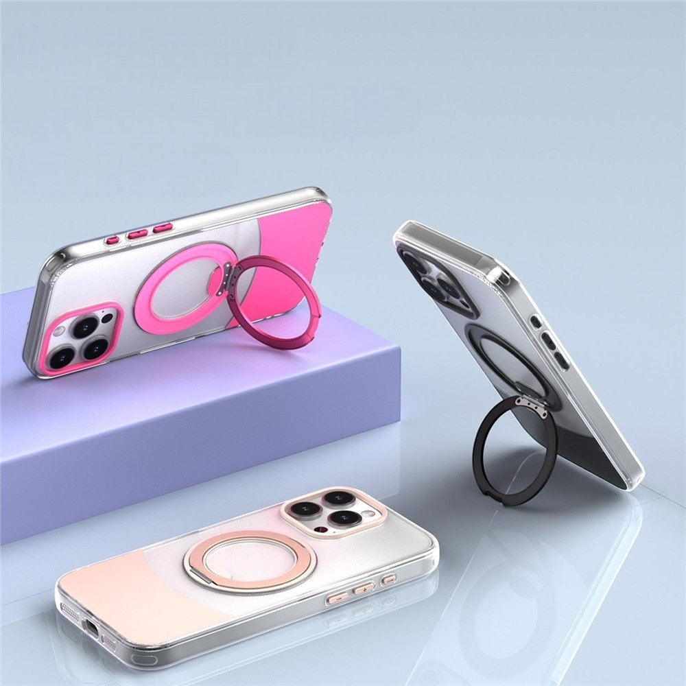 iPhone 13 Pro EIDERWOOD Hybrid Case with Stand Function - MagSafe Compatible - Transparent / Hot Pink