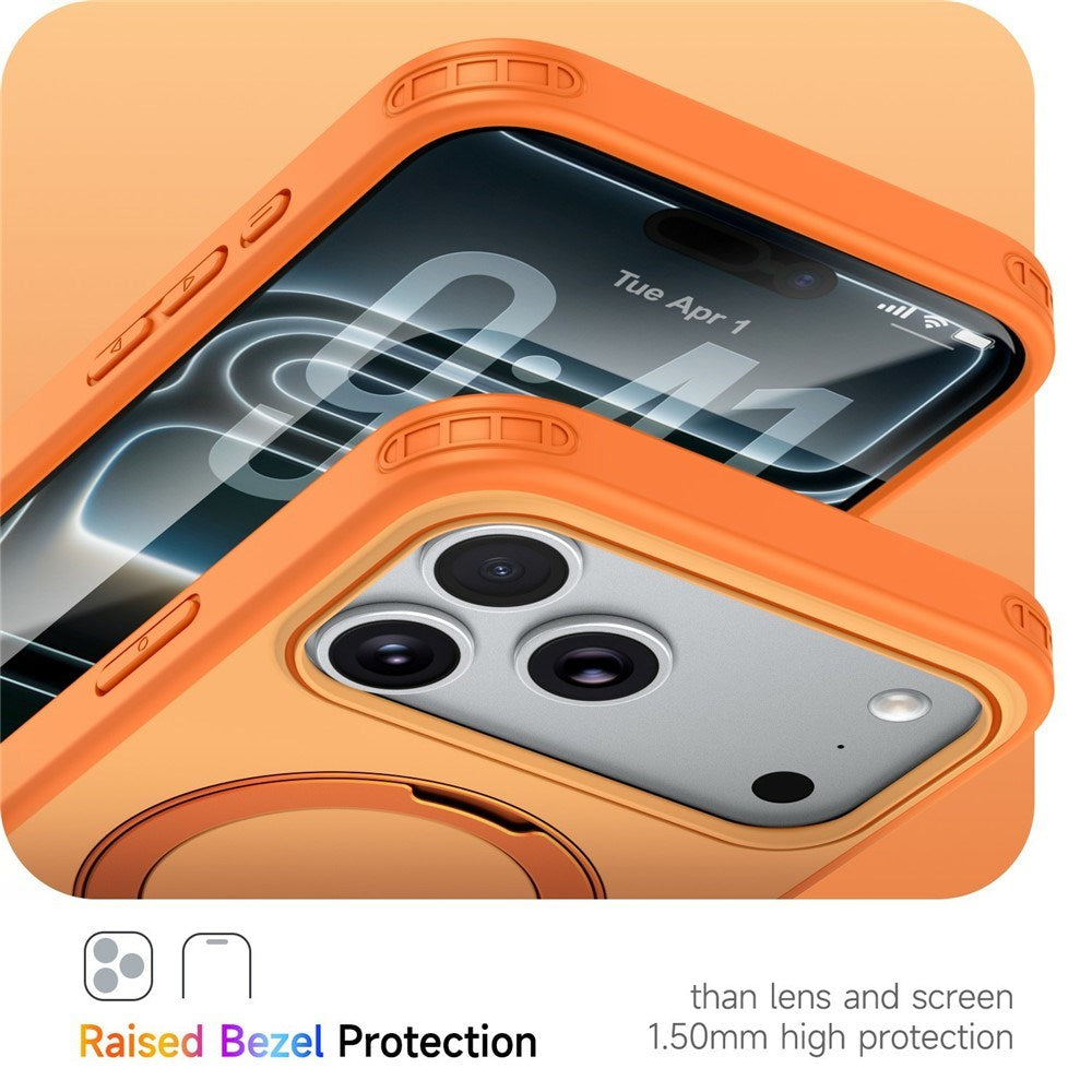 iPhone 18 Pro / 17 Pro EIDERWOOD Hybrid Plastic Case w. Rotating Kickstand - MagSafe Compatible - Orange