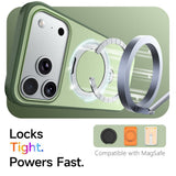 iPhone 18 Pro / 17 Pro EIDERWOOD Hybrid Plastic Case w. Rotating Kickstand - MagSafe Compatible - Green