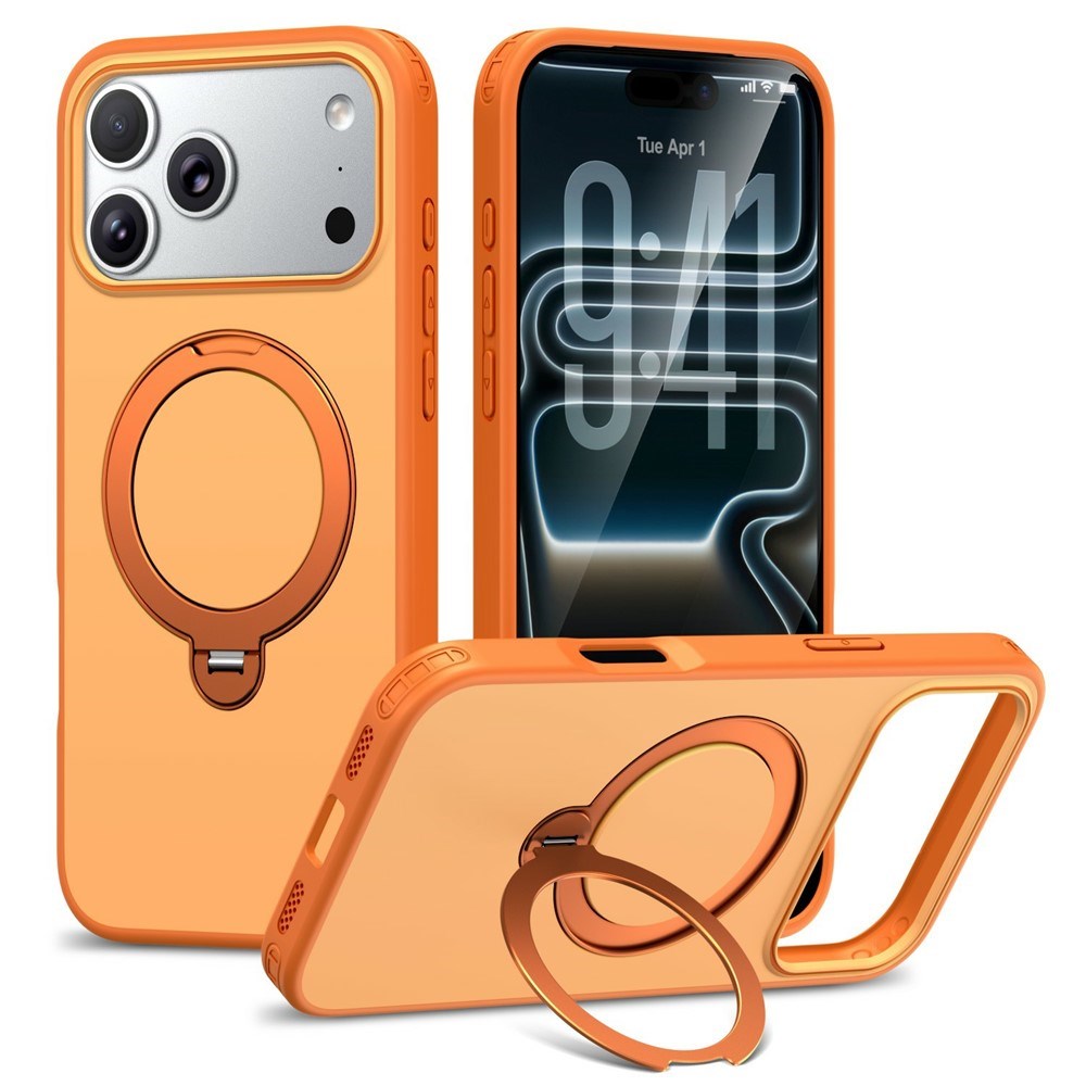 iPhone 18 Pro Max / 17 Pro Max EIDERWOOD Hybrid Plastic Case w. Rotating Kickstand - MagSafe Compatible - Orange