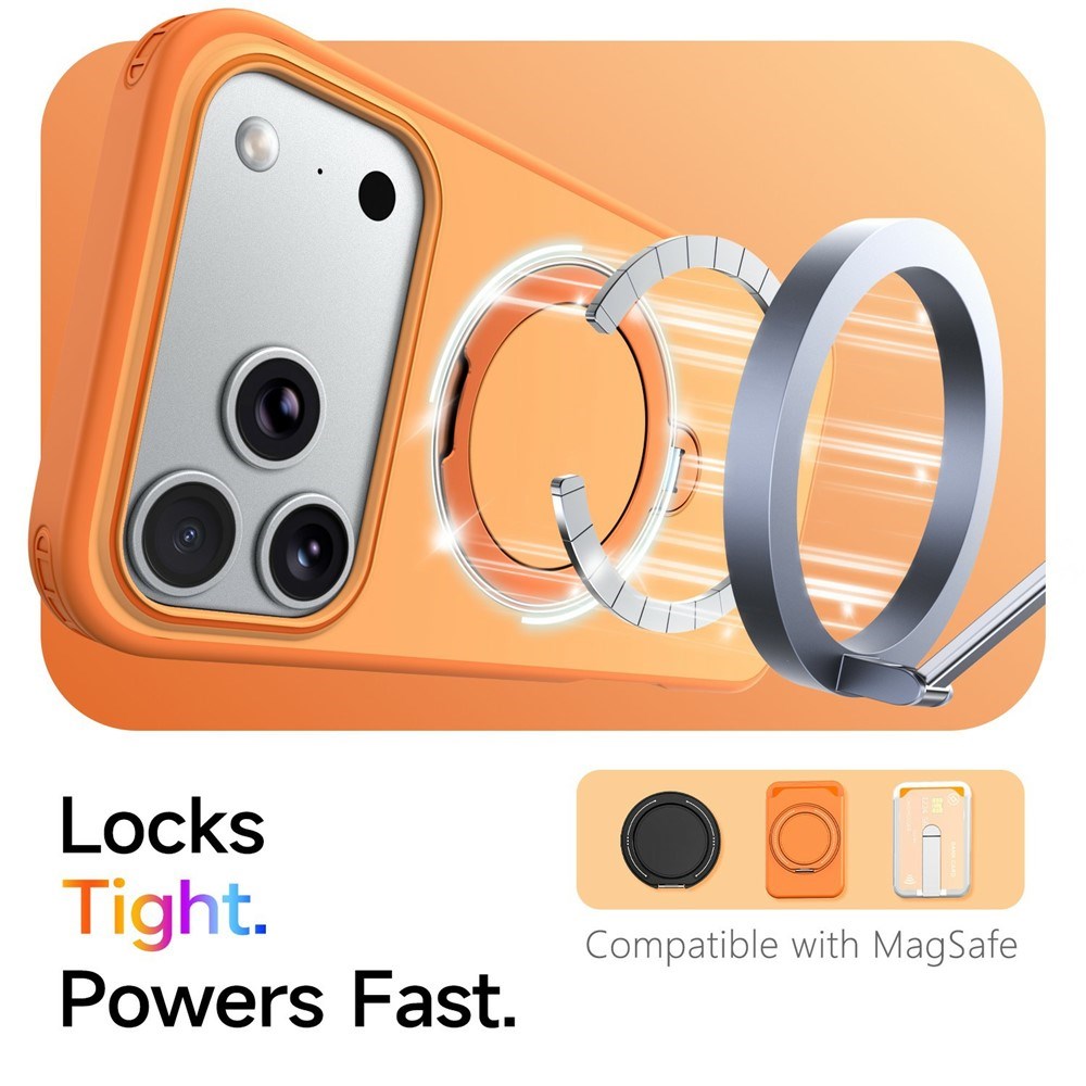 iPhone 18 Pro Max / 17 Pro Max EIDERWOOD Hybrid Plastic Case w. Rotating Kickstand - MagSafe Compatible - Orange