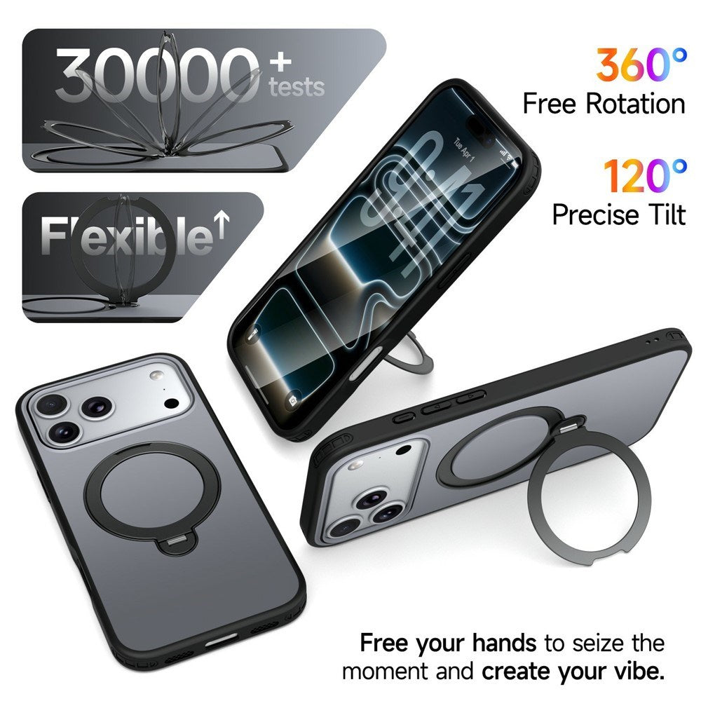 iPhone 18 Pro Max / 17 Pro Max EIDERWOOD Hybrid Plastic Case w. Rotating Kickstand - MagSafe Compatible - Black