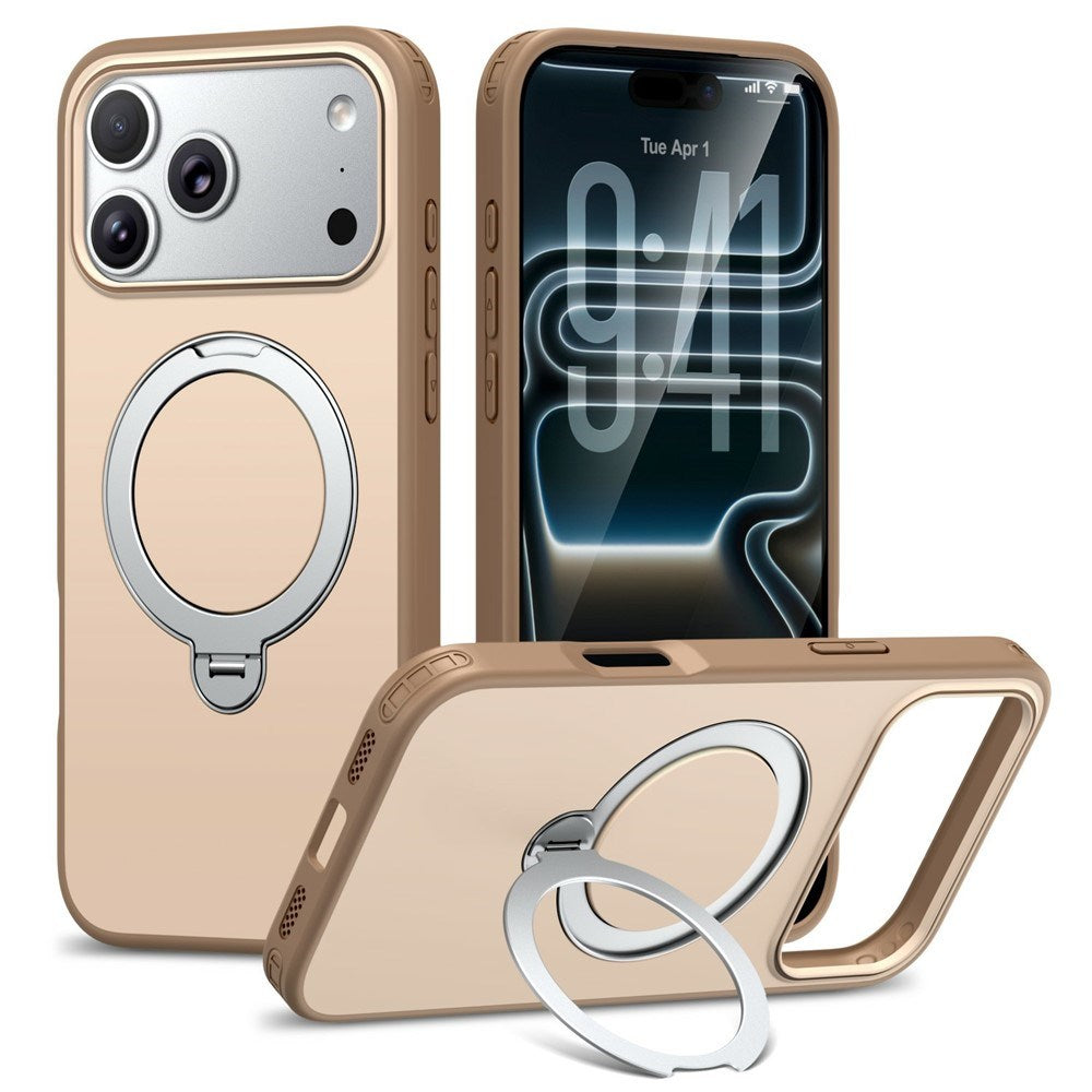 iPhone 18 Pro Max / 17 Pro Max EIDERWOOD Hybrid Plastic Case w. Rotating Kickstand - MagSafe Compatible - Beige