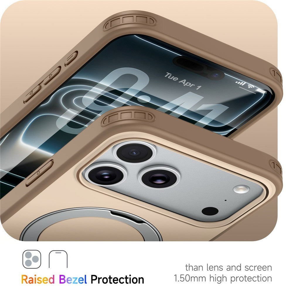 iPhone 18 Pro Max / 17 Pro Max EIDERWOOD Hybrid Plastic Case w. Rotating Kickstand - MagSafe Compatible - Beige