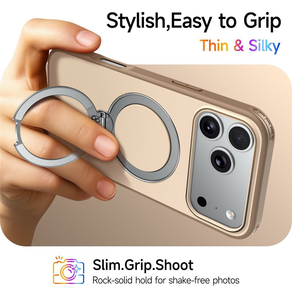 iPhone 18 Pro Max / 17 Pro Max EIDERWOOD Hybrid Plastic Case w. Rotating Kickstand - MagSafe Compatible - Beige