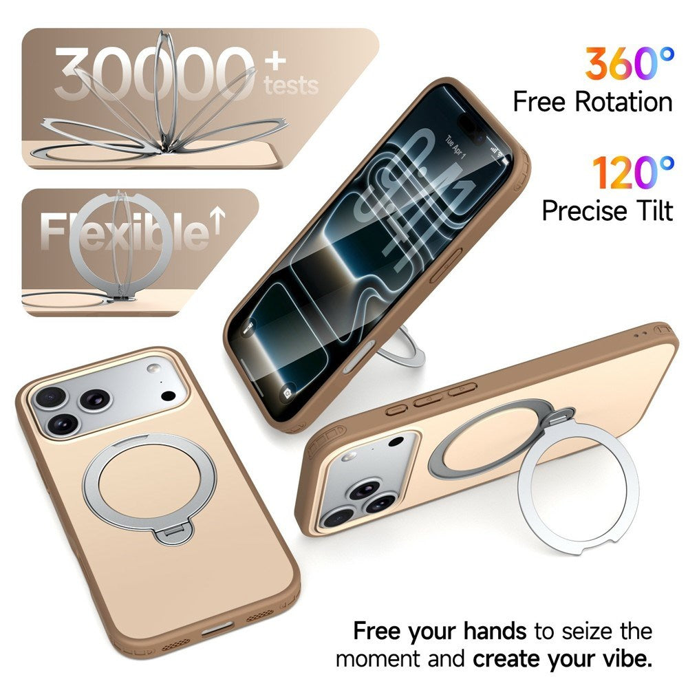 iPhone 18 Pro Max / 17 Pro Max EIDERWOOD Hybrid Plastic Case w. Rotating Kickstand - MagSafe Compatible - Beige