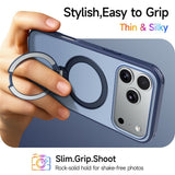 iPhone 18 Pro Max / 17 Pro Max EIDERWOOD Hybrid Plastic Case w. Rotating Kickstand - MagSafe Compatible - Blue