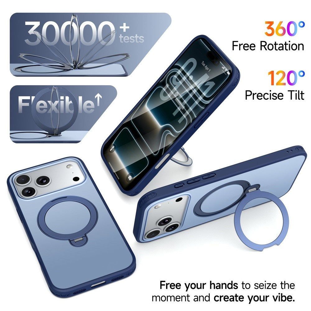 iPhone 18 Pro Max / 17 Pro Max EIDERWOOD Hybrid Plastic Case w. Rotating Kickstand - MagSafe Compatible - Blue