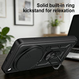 OPPO Find X9 Ultra EIDERWOOD Tough Case with 360° Rotatable Camslider & Kickstand - Black / Silver