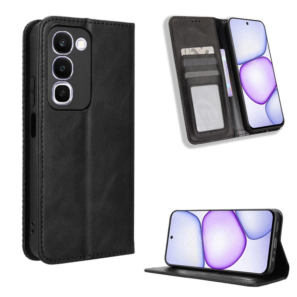 Realme C100 EIDERWOOD Faux Leather Flip Case with Card Holder & Stand Function - Black