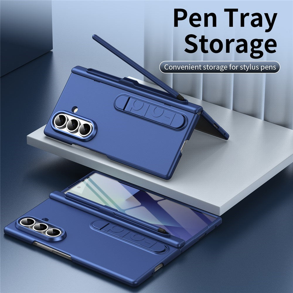 Samsung Galaxy Z Fold8 Hard Plastic Case with Screen Protector & Kickstand - Dark Blue