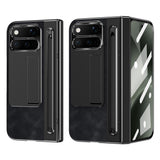 Google Pixel 11 Pro Fold EIDERWOOD Faux Leather Case with Tempered Glass - Black