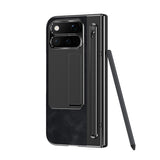 Google Pixel 11 Pro Fold EIDERWOOD Faux Leather Case with Tempered Glass - Black