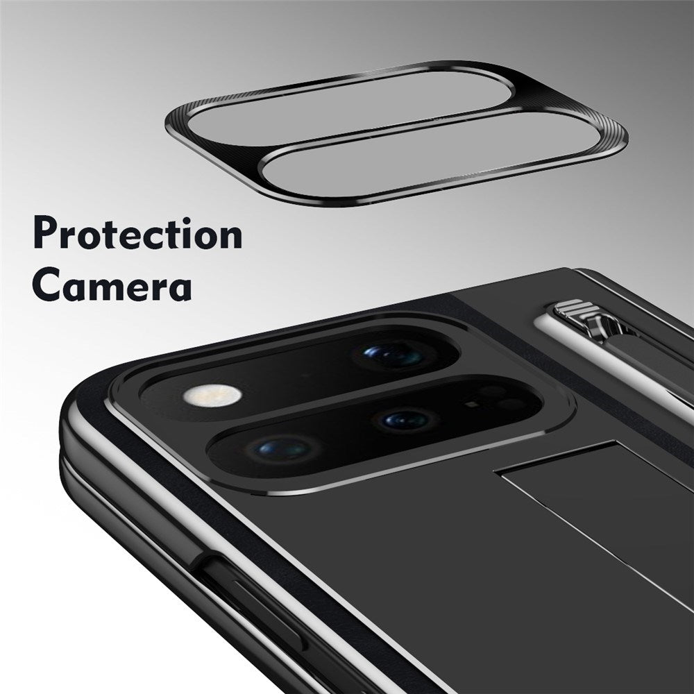 Google Pixel 11 Pro Fold EIDERWOOD Faux Leather Case with Tempered Glass - Black