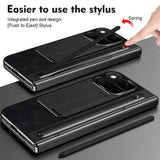 Google Pixel 11 Pro Fold EIDERWOOD Faux Leather Case with Tempered Glass - Black