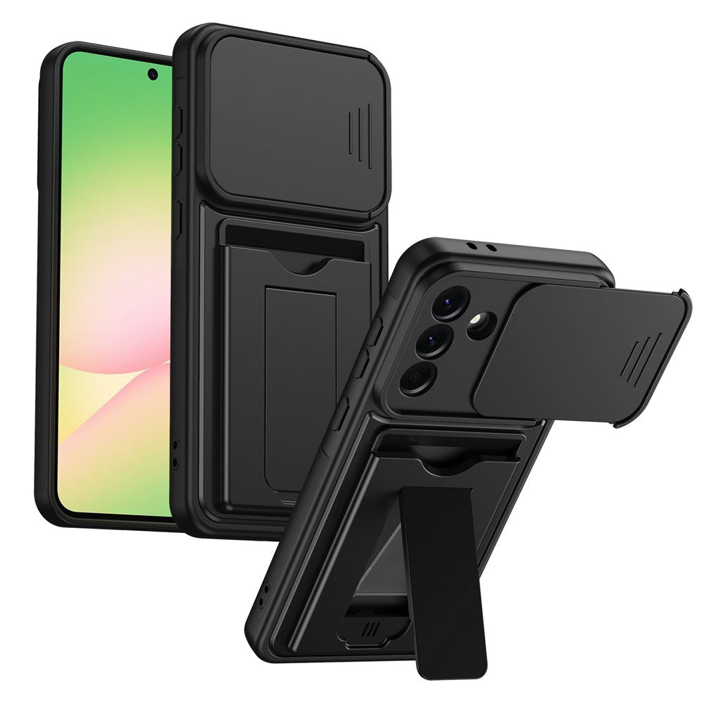 Samsung Galaxy A27 EIDERWOOD Hybrid Tough Case with Card Holder & Cam Slider - Black