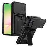 Samsung Galaxy A27 EIDERWOOD Hybrid Tough Case with Card Holder & Cam Slider - Black