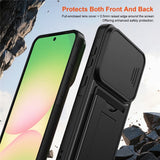 Samsung Galaxy A27 EIDERWOOD Hybrid Tough Case with Card Holder & Cam Slider - Black