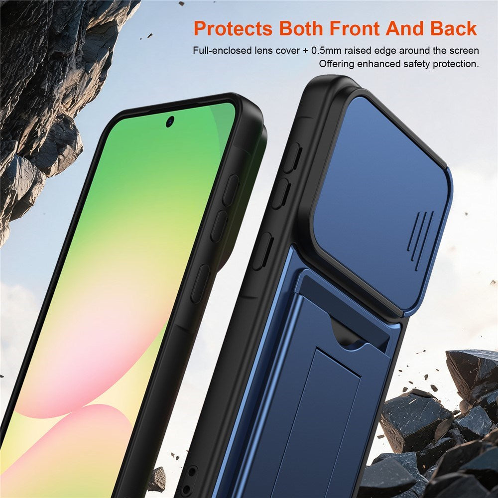 Samsung Galaxy A27 EIDERWOOD Hybrid Tough Case with Card Holder & Cam Slider - Blue