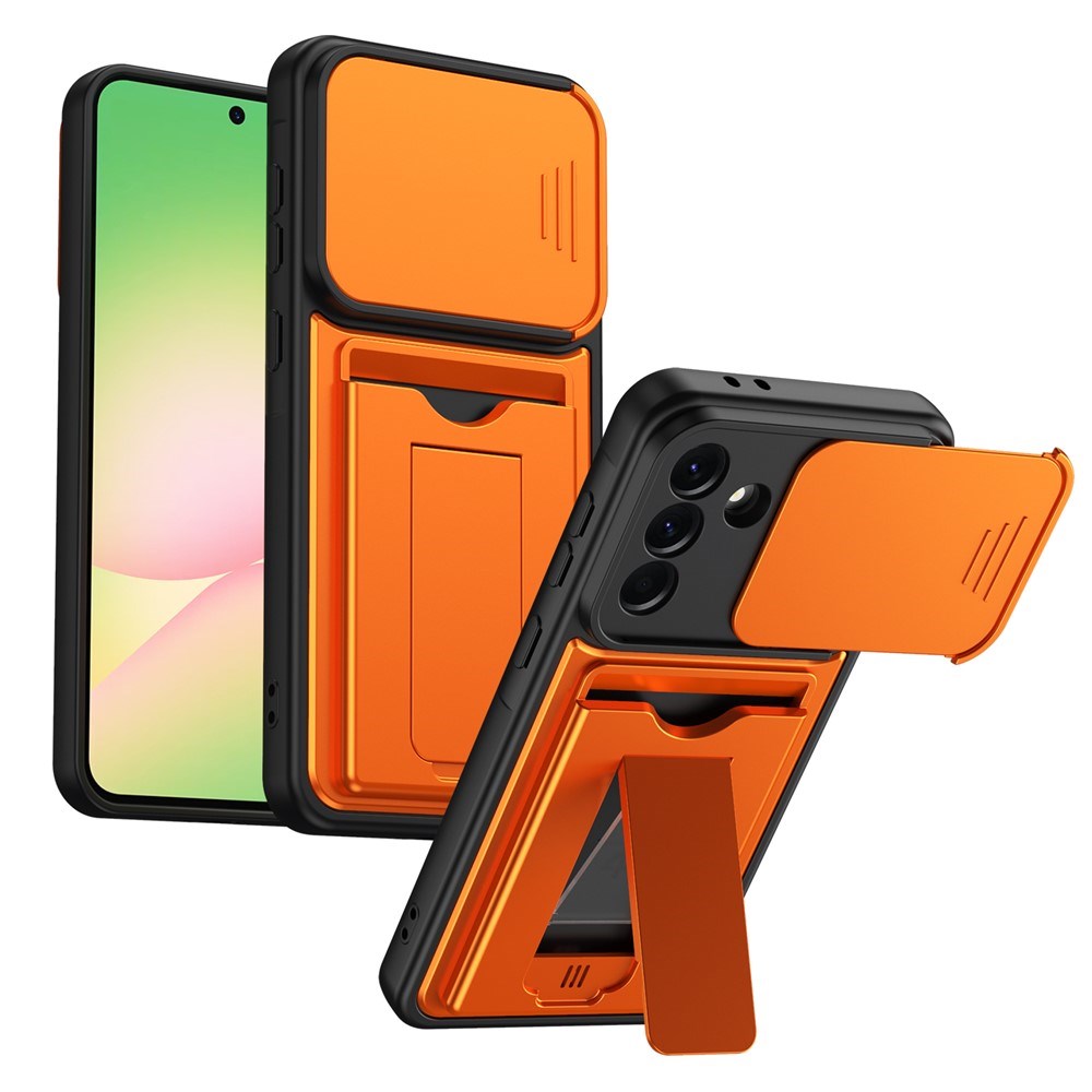 Samsung Galaxy A27 EIDERWOOD Hybrid Tough Case with Card Holder & Cam Slider - Orange
