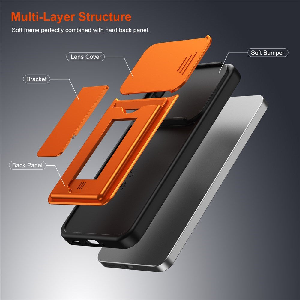 Samsung Galaxy A27 EIDERWOOD Hybrid Tough Case with Card Holder & Cam Slider - Orange