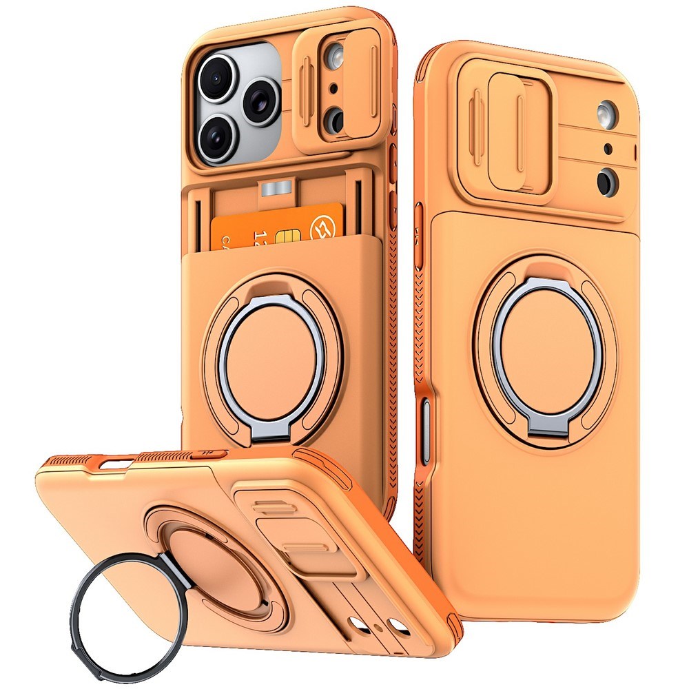 iPhone 18 Pro / 17 Pro EIDERWOOD Hybrid Tough Case with Card Holder & Cam Slider - MagSafe Compatible - Orange