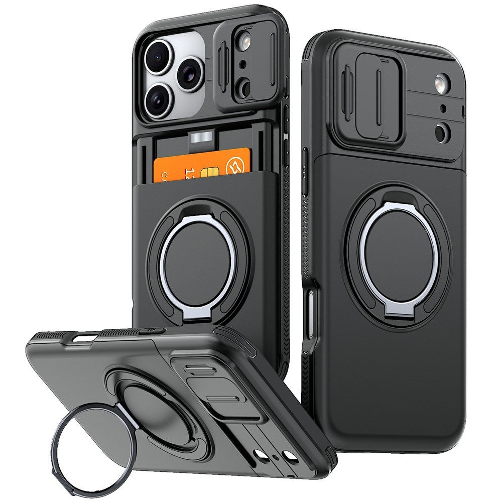 iPhone 18 Pro / 17 Pro EIDERWOOD Hybrid Tough Case with Card Holder & Cam Slider - MagSafe Compatible - Black